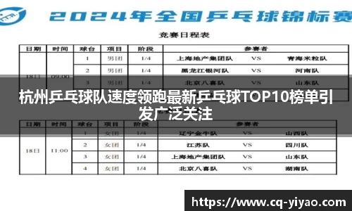 杭州乒乓球队速度领跑最新乒乓球TOP10榜单引发广泛关注